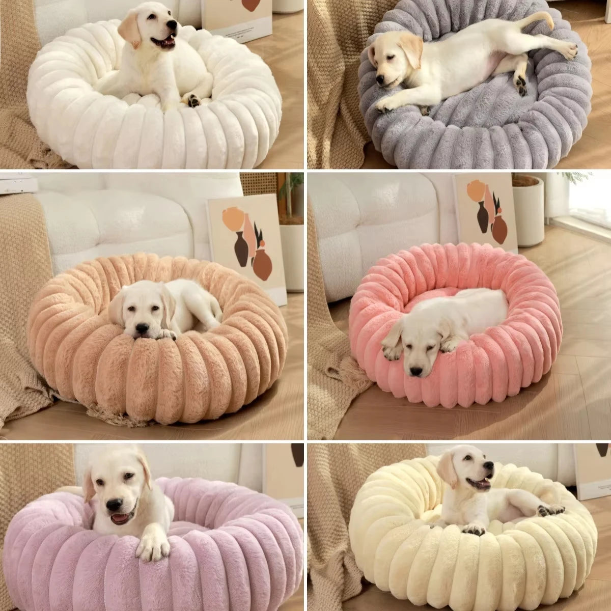 40-70cm Round Pet Bed for Dog Bed Super Soft Cat Bed Long Plush Dog House for Medium Dog House Winter Warm Sleeping